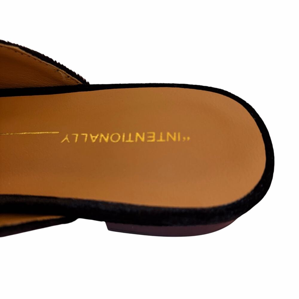INTENTIONALLY BLANK Tartan Black Velvet Picadeli Plaid Bow Mules Size 6 New - Picture 10 of 16